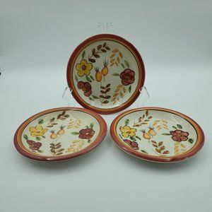 Royal Norfolk RNF16 Salad Dessert Plates Brown Tan Gold Yellow Floral